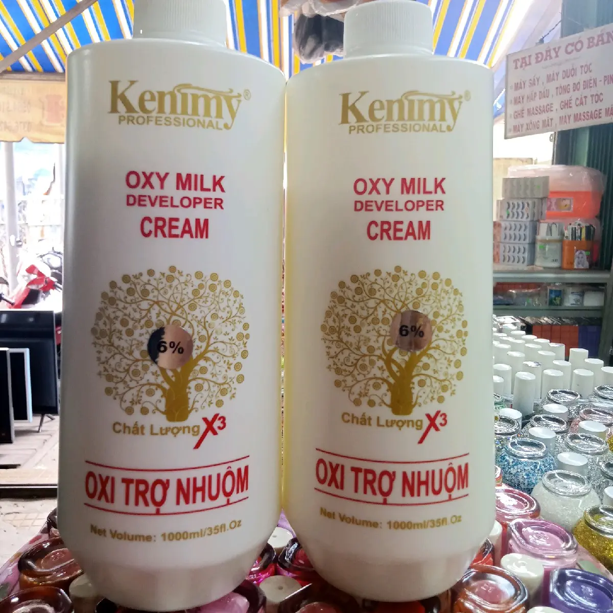 Oxy trợ nhuộm siêu dưỡng Kenmy 1000ml chống rát hương sữa dừa,giúp màu tóc lên chuẩn và đẹp hơn