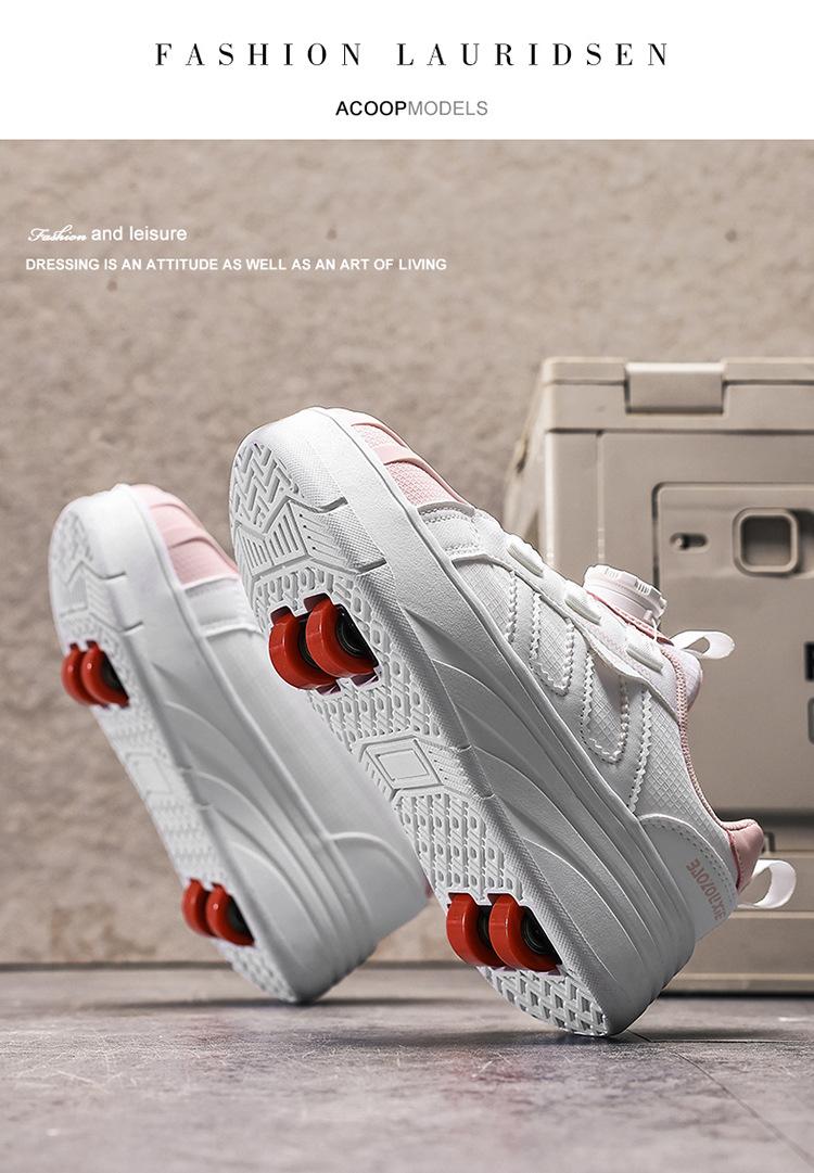 Product Introduction of Factory Direct Sale 2024 New Style Heelys Shoes Mesh Girls' Children's Roller Shoes Four-Wheel Double-Row Shoes 14