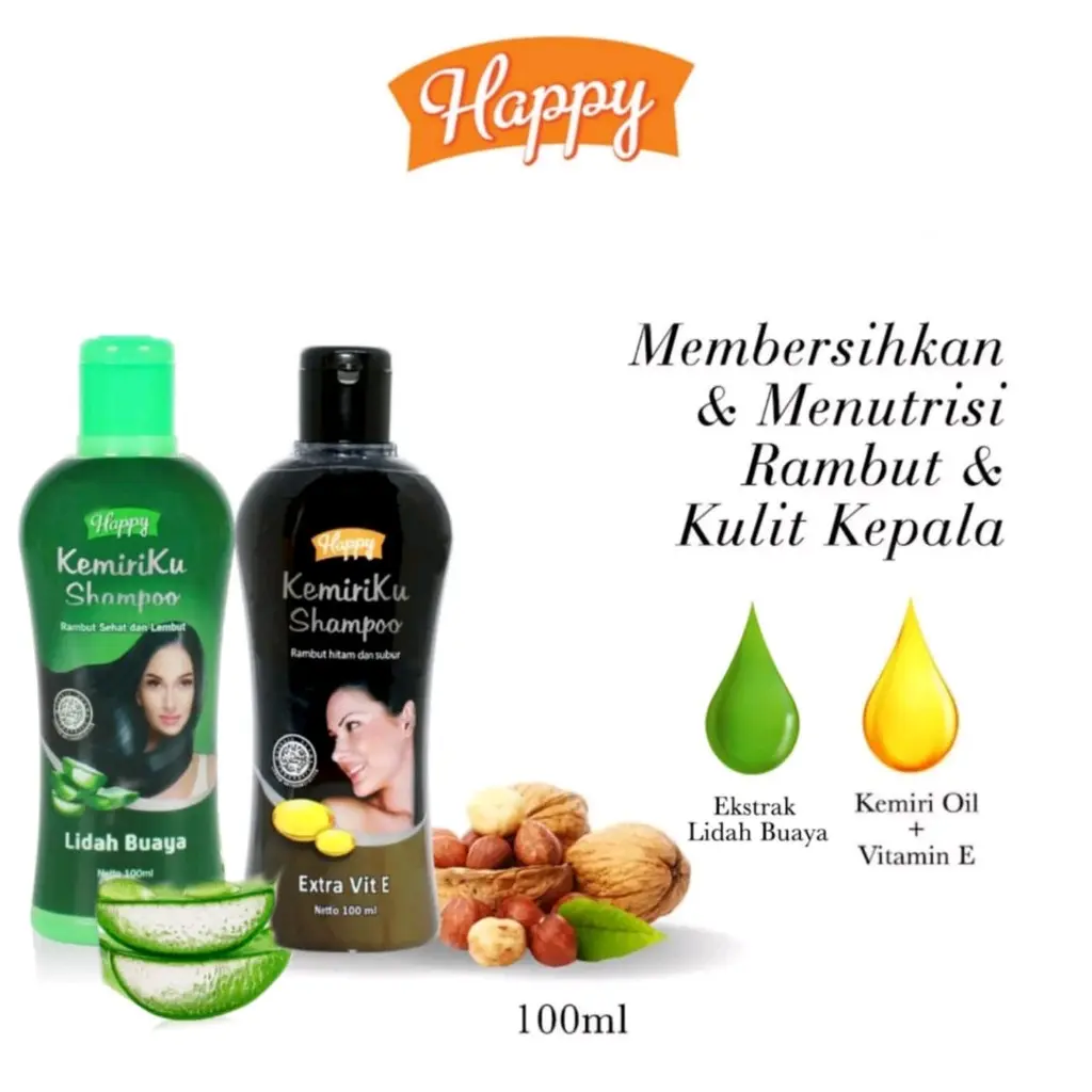 Happy kemiriku shampo / happy shampo lidah buaya