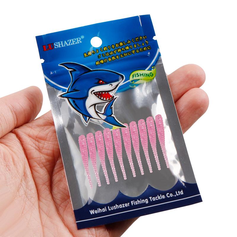 Product Introduction of 10pcs 35mm 0.3g Lua Root Fishing Soft Bait Threaded Soft Bait Mini Soft Worm Straight Tail Lua Fake Bait 21