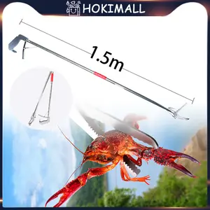 1.5M Alat Penjepit Sampah Stainless Silver Tongkat Penangkap Ular Snake Tongs Foldable Alat Penjepit Sampah Dapat Dilipat Alat Tongkat