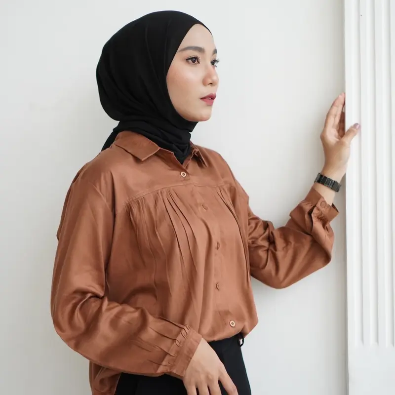 Zanitha Shirt kemeja rayon twill kerut oversize 4