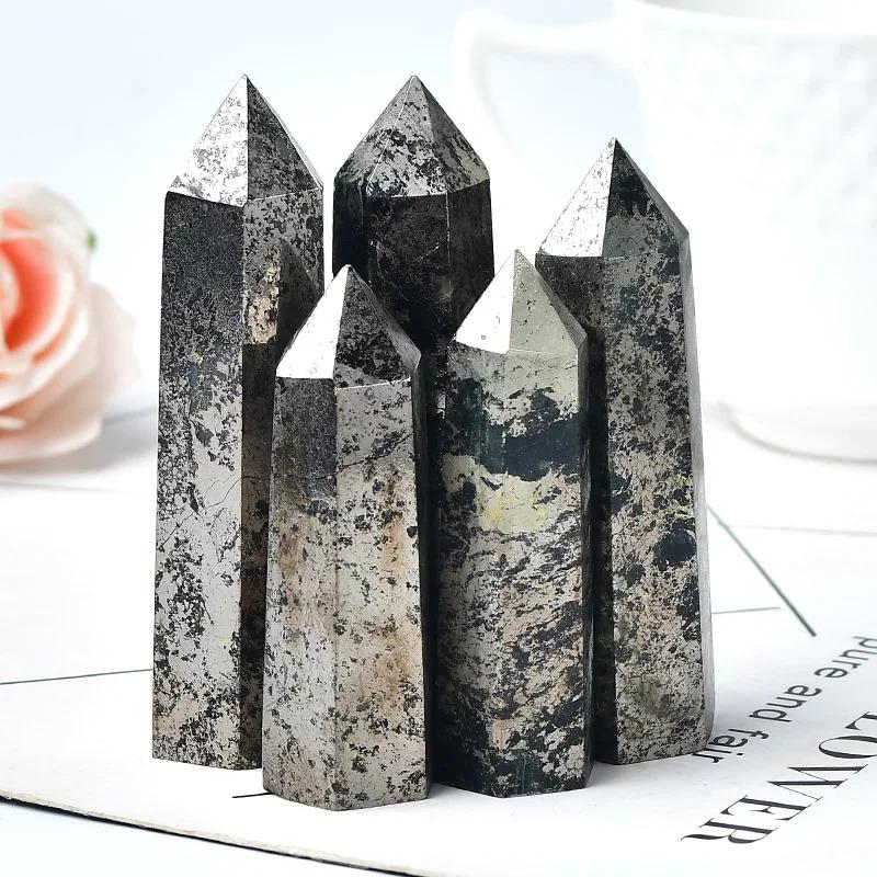 Product Introduction of Natural Hematite Crystal Point Healing Stone Obelisk Pyrite Quartz Wand Beautiful Ornament for Home Decor Energy Stone PyramidFashion Jewelry Accessories 13