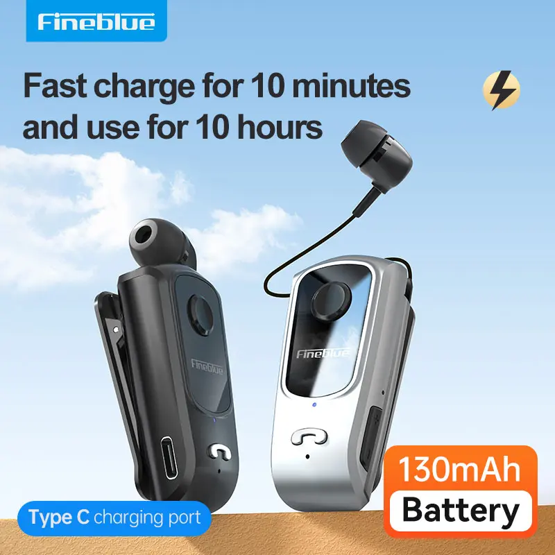 Fineblue F920 Wireless Earphone, Clip on Collar Bluetooth Heset, Vibration When Calls Coming, Suit for Drive, One Ear, Electronic Audio Earbud