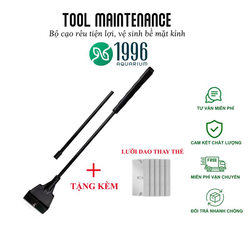 Bộ Dụng Cụ Cạo Rêu Bể Cá Algae Scraper - Loại Bỏ Rêu Hại Bám Kính Vệ Sinh Bể Thủy Sinh Hiệu Quả Tặng kèm Lưỡi Cạo