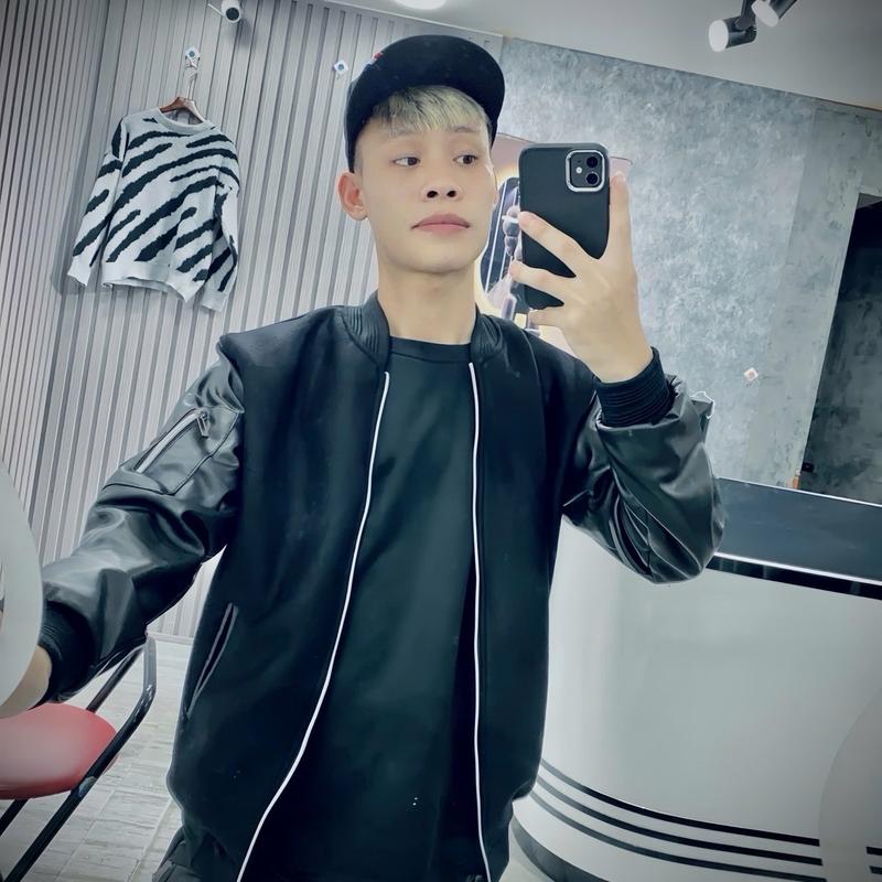 Áo Khoác Dạ Phối Da Hoạ Tiết Logo Thêu Phối Ngực Hàng Bo Gân HT Menswear Nam Jacket aokhoac