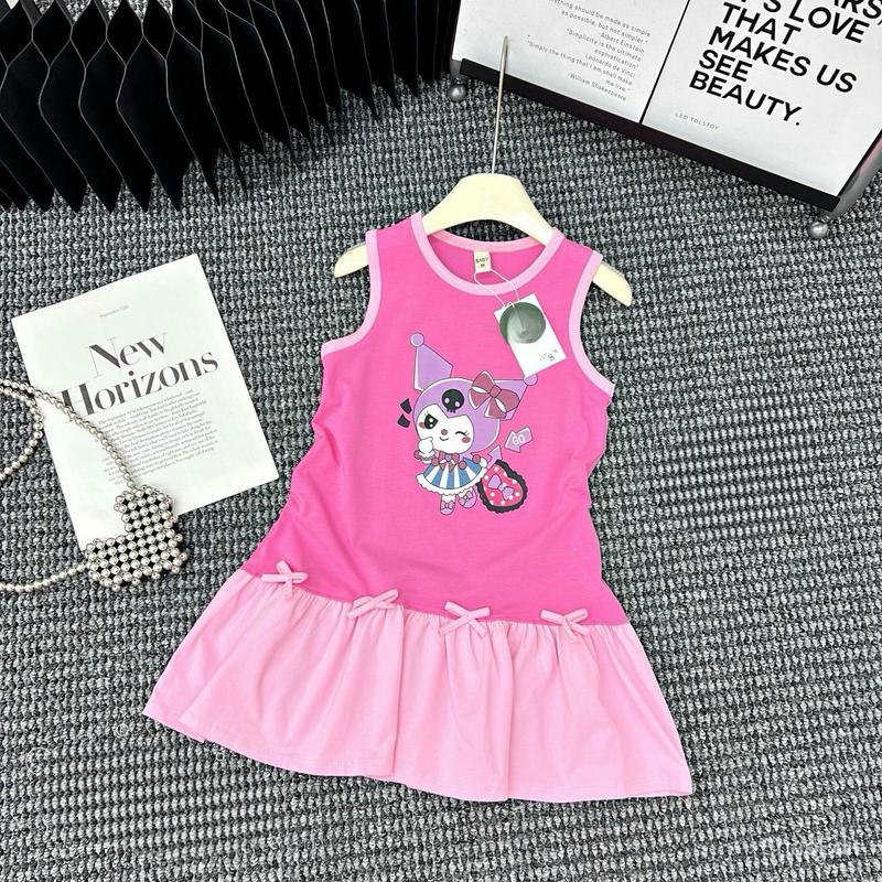 P1 Váy suông cotton đính nơ đuôi cá cho bé từ 8-28kg Vải Cotton 1