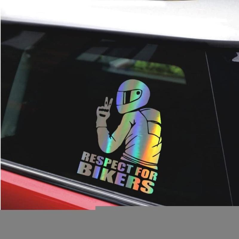 Motorcycle Reflective Sticker, Respect for Cyclists Reflective Sticker Decal Car Stickers Fashion Car Decoration Sticker (Multicolor) 5