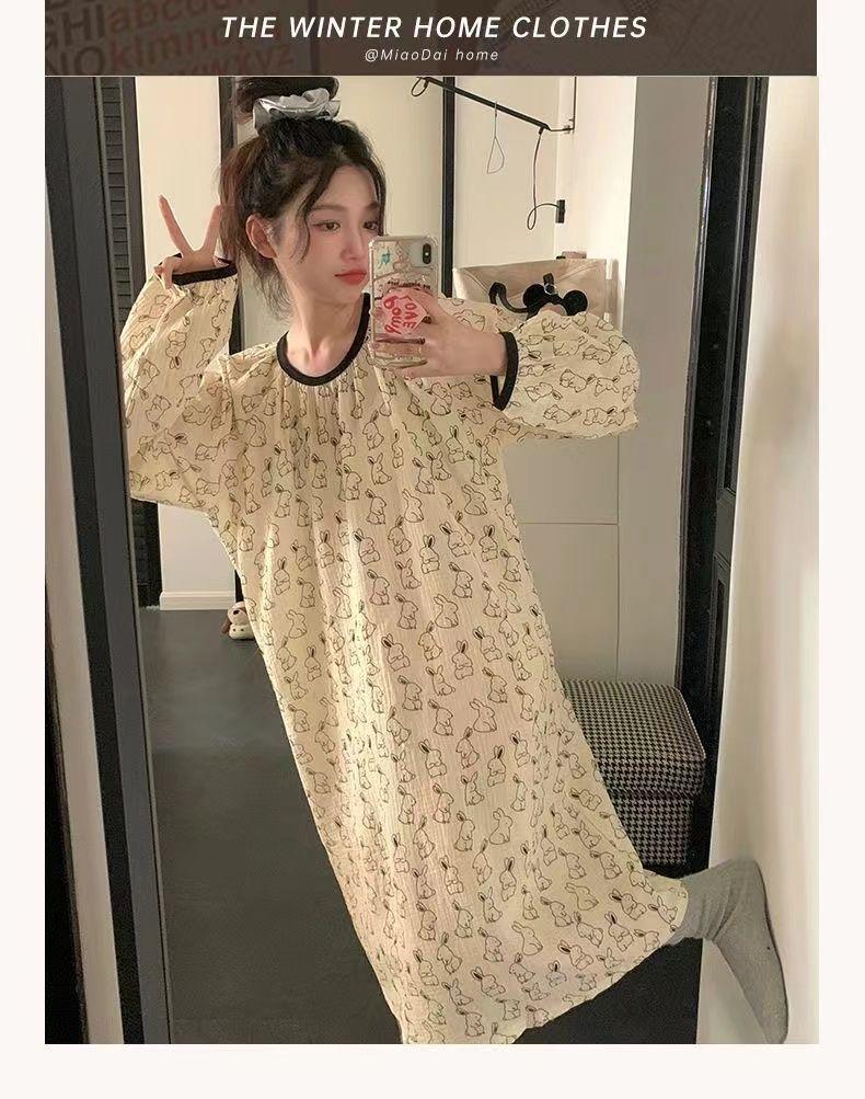 Product Introduction of Đồ Ngủ Nữ, Phong Cách Mùa Xuân Và Mùa Thu, Thiết Kế Hình Thỏ Hoạt Hình, Váy Ngủ Dài Tay, Dáng Rộng Và Mỏng, Bán Chạy, Thích Hợp Mặc Nhà, Đồ Ngủ Nữ Dress Women Voan đồ ngủ mặc nhà đồ ngủ miếng dán hạ sốt đồ ngủ tiểu thư 15
