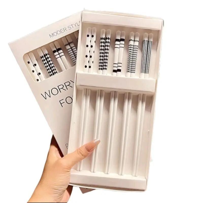 Set 5 đôi đũa sứ tráng men cao cấp