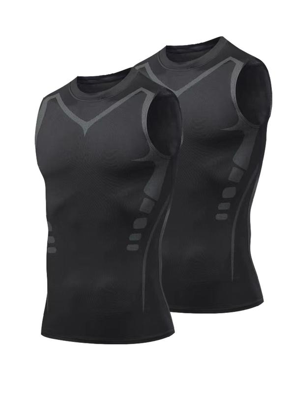 Men's Compression Round Neck Shapewear Tank Top, Quick Drying Breathable Sleeveless Tummy Control Shaper Top, Men Shapewear for All Seasons, Activewear for Runner, Compression Garment 4