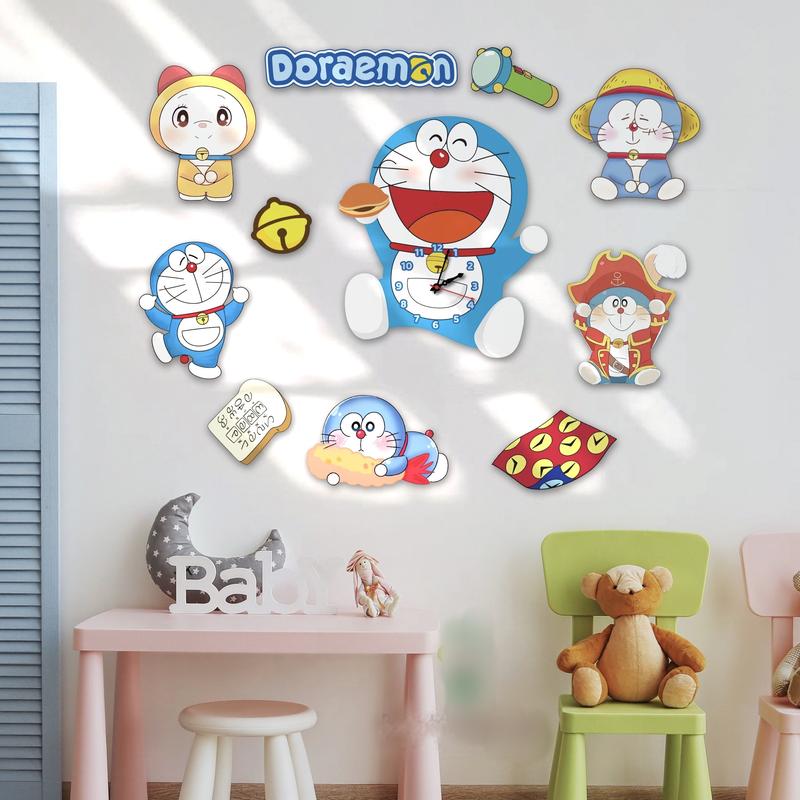 Set Tranh Dán Tường Gỗ Kèm Đồng Hồ nhiều hình dễ thương trang trí phòng bé, phòng ngủ, làm quà tặng + tặng kèm đinh, pin, miếng dán tường Decor Treo Tường