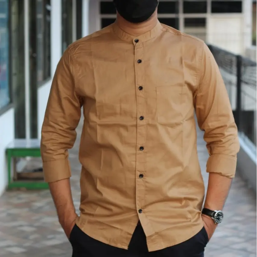 Kemeja pria lengan panjang cotton twil kerah shanghai Kemeja terbaru uniqloo