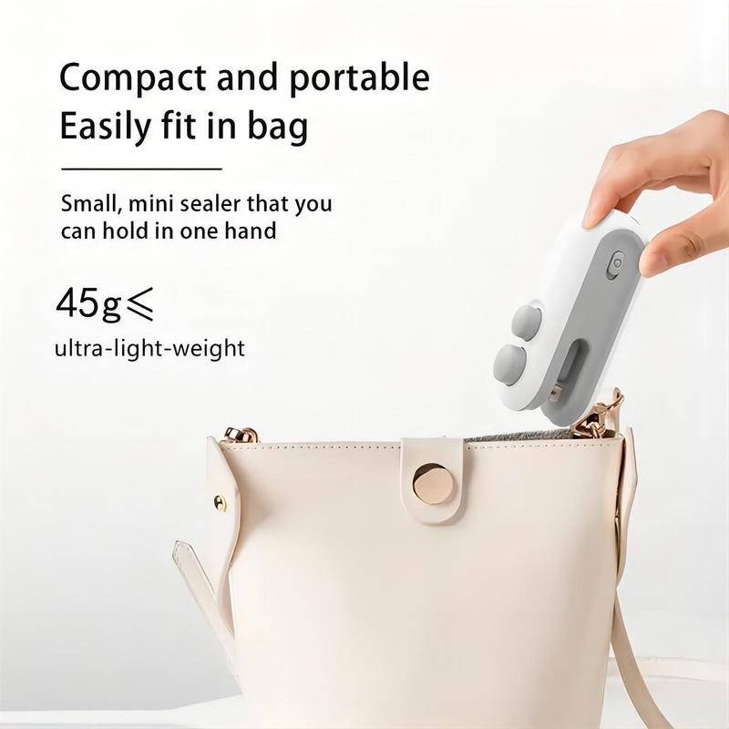 2 in 1 Mini Bag Sealer & Cutter, 1 Count Type-C Charging Portable Household Heat Sealer, Magnetic Mini Bag Sealer for Home Kitchen 8