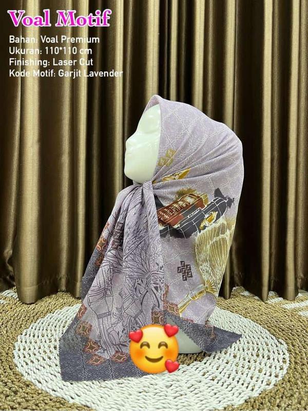 HIJAB VOAL MOTIF ALL VARIAN TERBARU / HIJAB VOAL MOTIF STANDART Kerudung  Segi  Empat 8