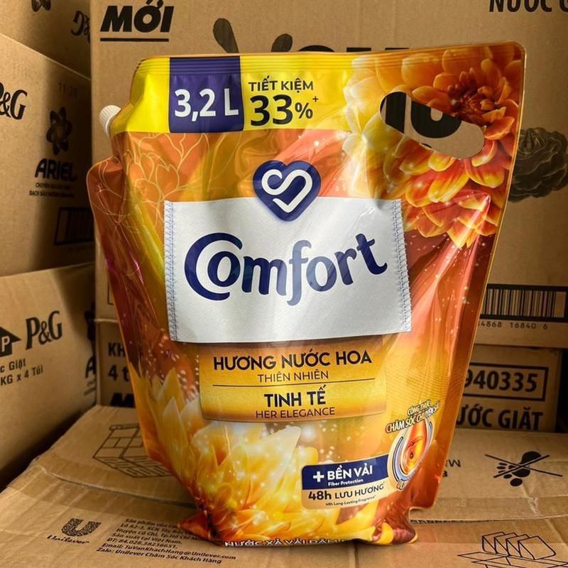 Túi xả vải comfort 3.1L 3,2L mầu vàng hương nước hoa thiên nhiên bao bì tuỳ lô nhập hàng