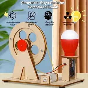 Mainan Edukasi DIY Mobil Generator Tangan dengan Bohlam | Kit Sains Fisika Kayu Rakitan Anak SD SMP