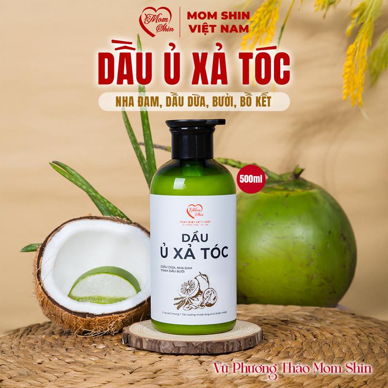 MOM SHIN | Dầu Ủ Xả Tóc, Chai 500ml, Dầu Xả Tóc Hỗ Trợ Giúp Tóc Suôn Mềm Mượt, Thơm Mùi Hoa Bưởi Dừa, Women, Nữ, Vũ Phương Thảo MomShin, Shop Mẹ Shin Min Gin