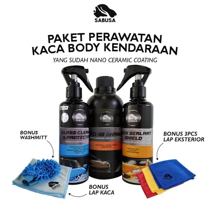 SMCP Sabusa Paket Perawatan Kaca Body Kendaraan yang sudah Nano Ceramic Coating