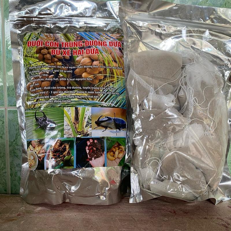Combo 2 gói bột bù xè, đuông dừa, bọ cánh cứng treo trên cây dừa 2gói(40túi dạng túi lọc) 1
