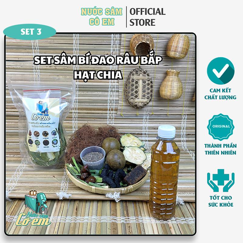  Combo 3 Set Nước Sâm Bí Đao Râu Bắp Hạt Chia Thanh Nhiệt Cô Em Mỗi Set Nấu 10L Nước Trà Chè 