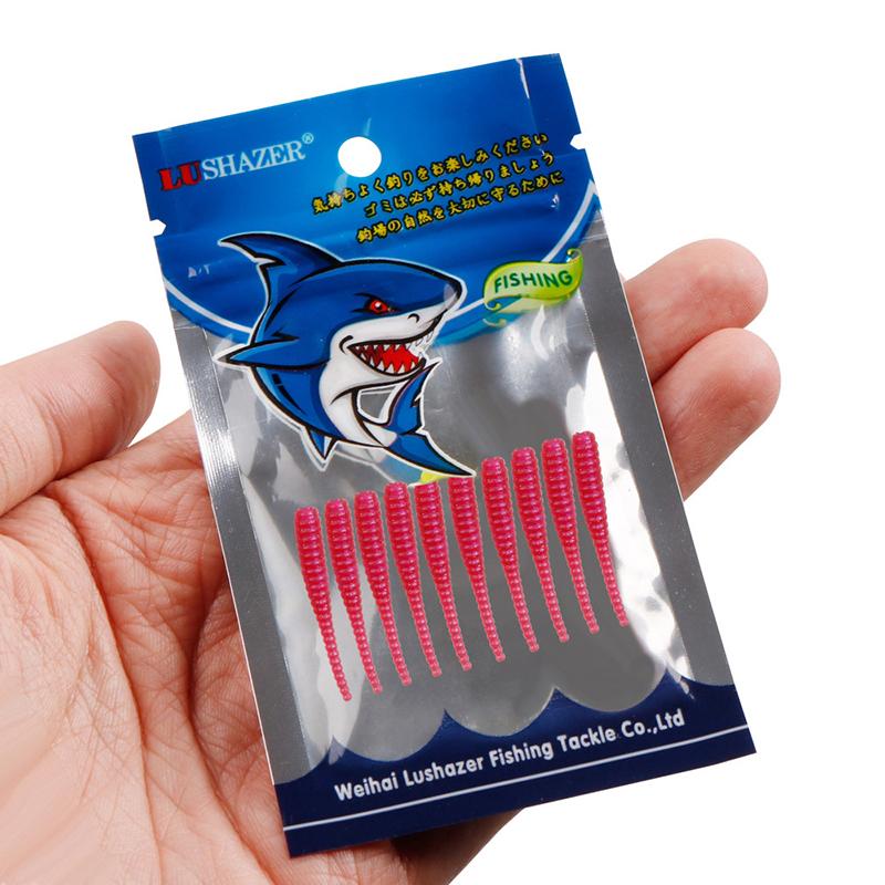 Product Introduction of 10pcs 35mm 0.3g Lua Root Fishing Soft Bait Threaded Soft Bait Mini Soft Worm Straight Tail Lua Fake Bait 27
