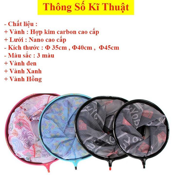 Mặt Vợt Cá Carbon 35cn - 40cm- 45cm Vành Tròn Chuyên Dụng Câu Đơn Câu Đài Đi Câu Bắt Cá Fishing Câu Cá Fish