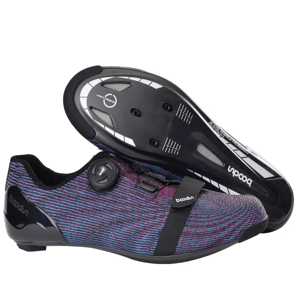 Mens Road Bike Shoes Carbon Fiber Bottom Professional Cycle Shoes for Men Ultra-Lightweight Breathable Anti-Slip Shock-Absorbing Design
