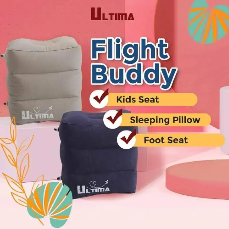 ULTIMA Flight Buddy Inflateable Foot Rest Mirip Plane Pal Jet Kid Blue Abu 1