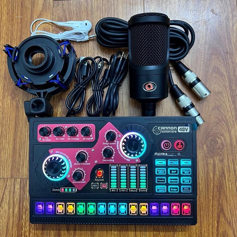 Hàng Hót 2024 , Bộ Mic Thu Âm Livestream Mic 48V AQTA P1 + SoundCard X5 đầy đủ hiệu ứng vỗ tay cười đùa , dây kết nối , tai nghe nhét