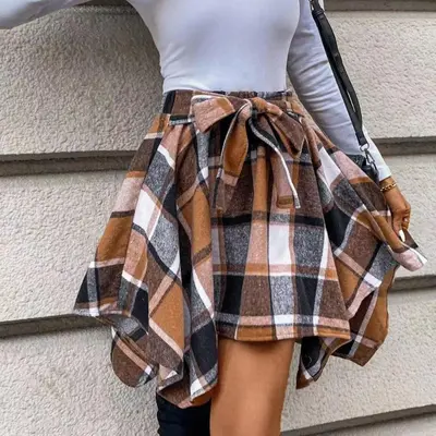 Selected Plaid Skirt High Waist TikTok Shop