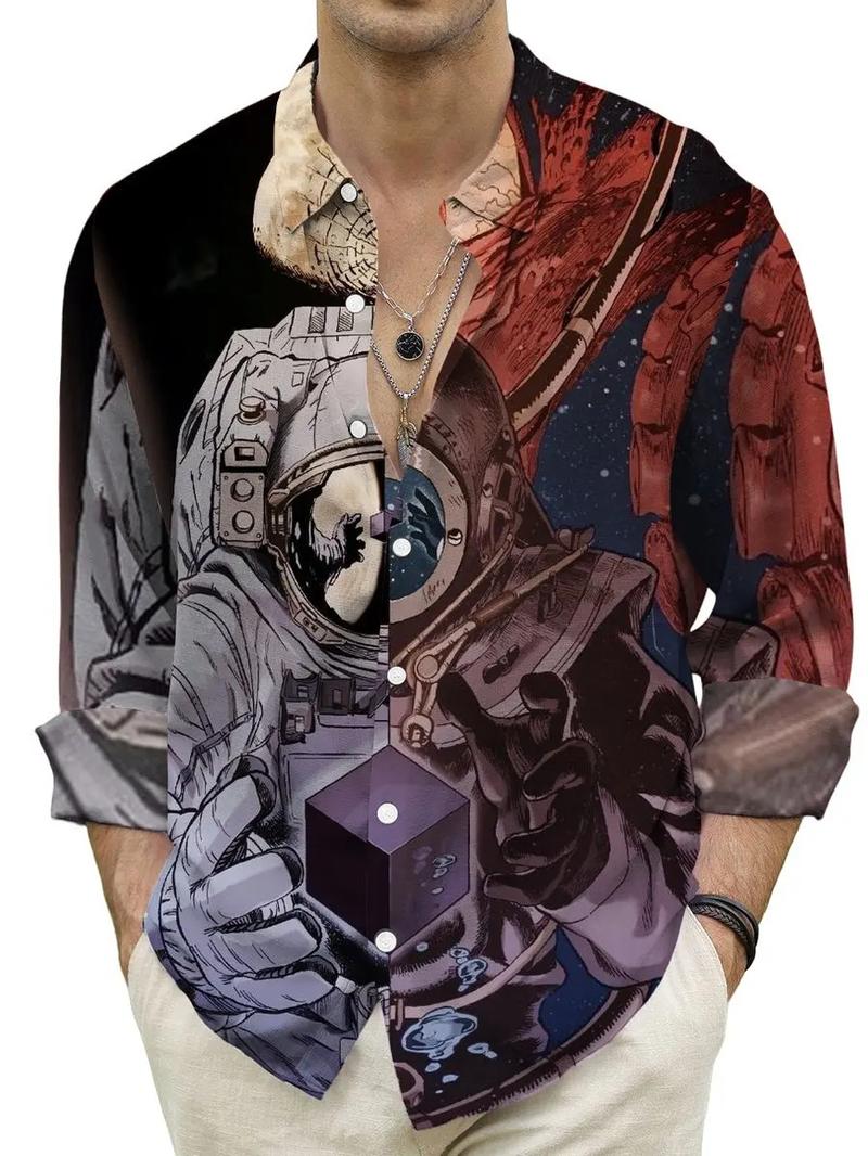 Product Introduction of Men's Vintage Animal Print Long Sleeve Shirt 2023 Fashion Design Luxury Long Sleeve Tops Men's Four Seasons Button Lapel Shirt Menswear Lingerie 2