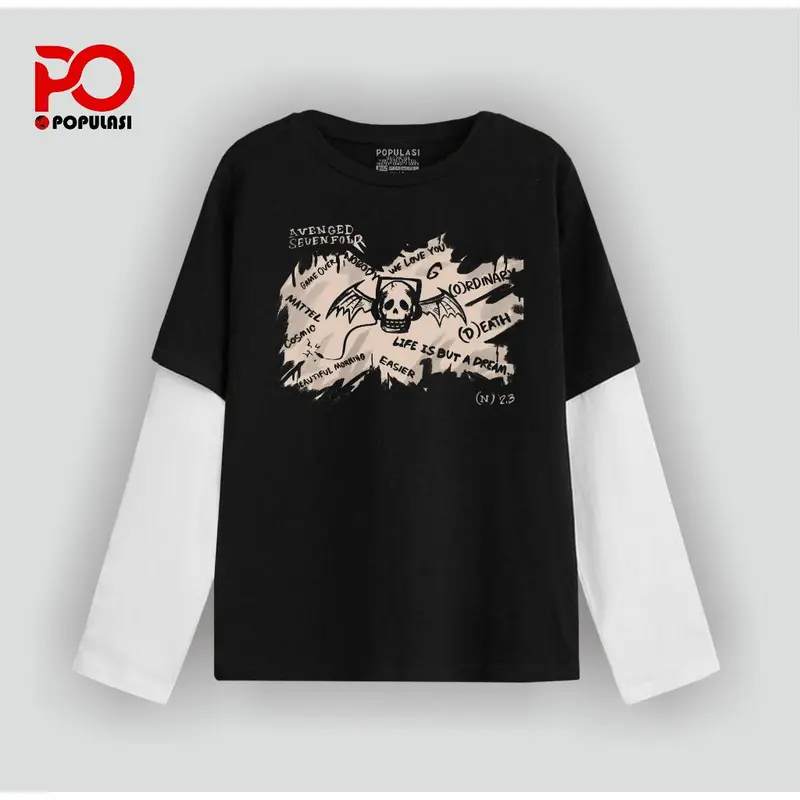 Vinsmokey tees  T-shirt Double layer  long sleeve AVENGED SEVENFOLD Streatwear Unisex 2