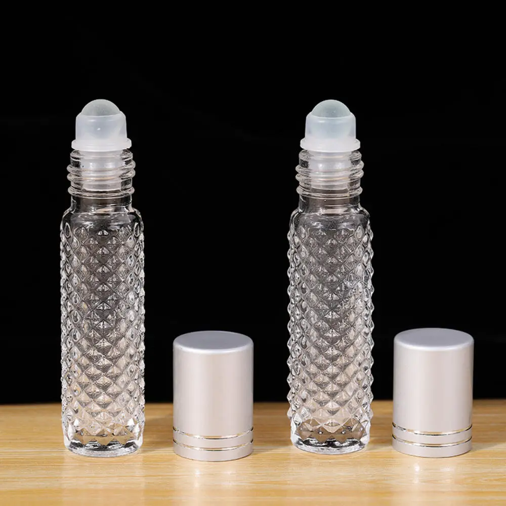 Chai Lăn, Chất Liệu Thủy Tinh Và Nhôm, Trong Suốt, Kích Thước 8,4 * 2cm, Thích Hợp Cho Tinh Dầu Và 10ml, Bóng Lăn Bằng Nhựa, Để Xông Tinh Dầu, Chăm Sóc Da Và Thư Giãn, Lý Tưởng Cho Du Lịch, Tự Làm