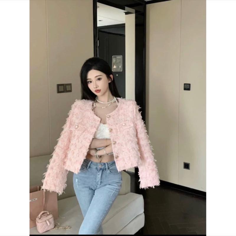 Áo khoác dạ lông crop top form rộng 0