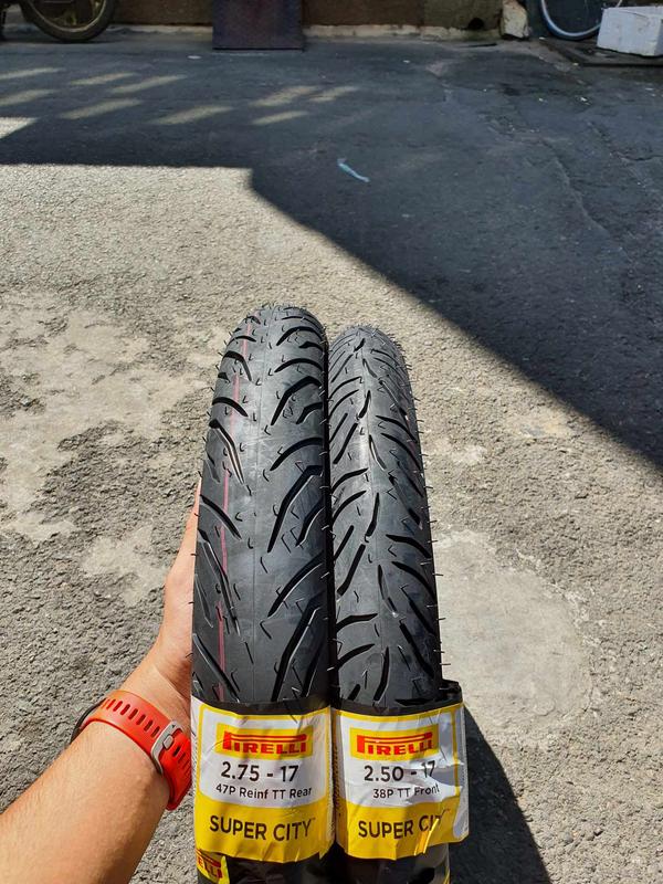 (Giá shock - Pirelli 2.50-17 & 2.75-17 - Vỏ đùng ruột) Vỏ lốp xe Pirelli Super City, vỏ dùng ruột cho xe số đi bánh căm: Wave, Future, Sirius...