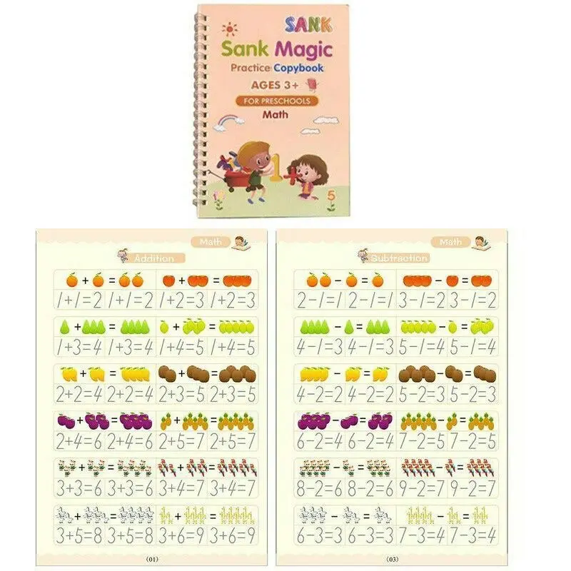 1 SET ISI 4 SANK MAGIC PRACTICE BOOK Belajar Menulis Angka Dan Huruf Anak Balita PAUD TK Buku Pen Pulpen 7