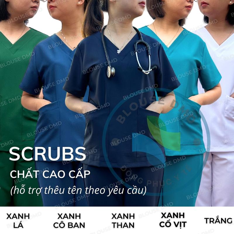 Bộ scrubs Bác sĩ CAO CẤP, đồng phục Spa, Phòng khám, quần áo cổ tim Dược sĩ, Điều dưỡng hàng đẹp Top Nữ Women