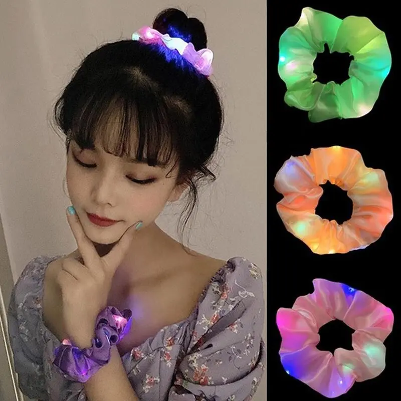 Dây Buộc Tóc, Sáng Bóng, INS, Dây Buộc Tóc LED, Nhiều Màu Sắc, Thích Hợp Cho Tiệc Của Các Cô Gái, Phụ Kiện Tóc Chun Cua