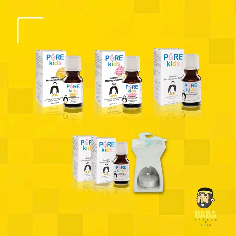 Pure BB Baby Kids Inhalant Decongestant Oil 10ml Original/Lemon/Geranium + Tungku 0
