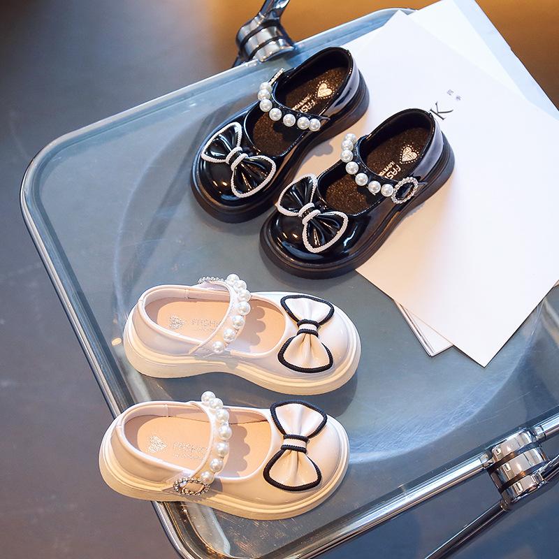 Giày Búp Bê Bé Gái Đính Nơ Quai Ngọc Siêu Mềm Êm Nhẹ Cho Bé Sz 23-35 Mã H190, Giày Công Chúa Cho Bé 1-10 Tuổi