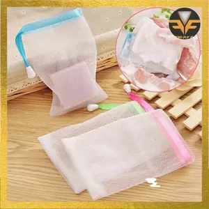 Kantong Jaring Sabun Premium  /Kantung Sabun Batangan Jaring / Kantong Jaring Halus Pita Berwarna Untuk Sabun Batang Pembuat Busa 2 lapis