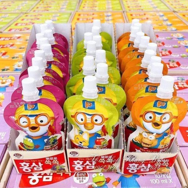 Nước Hồng Sâm Trái Cây Paldo Poro ro HQ (Hộp 10 Túi x 100 ML) 1