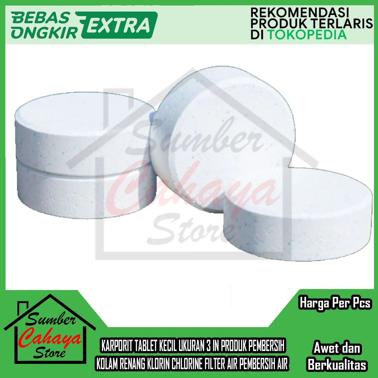 Kaporit Tablet Besar Per Pcs Klorin Pembersih Kolam Renang Saluran Air Penjernih Obat Clorin Chlorin Caporit Kelorin Aer Sumur Penghilang Bau Kuman Bakteri Bubuk Powder 90% 60% Tabelet Kapsul Filter Pilter