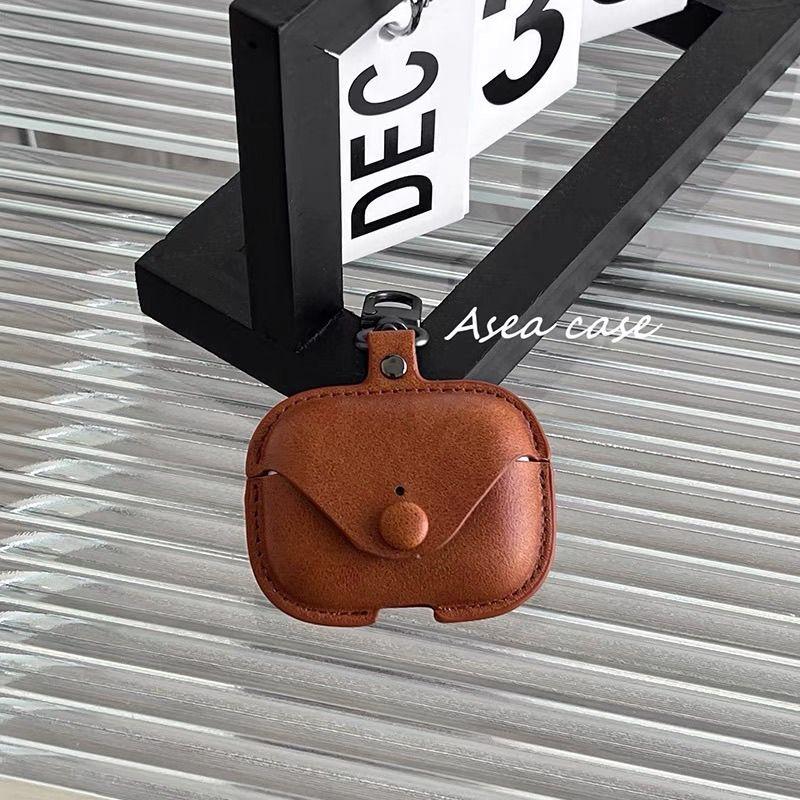 Product Introduction of Vỏ Bảo Vệ Tai Nghe Bằng Da, Phong Cách Cổ Điển Thích Hợp Cho Apple AirPods Pro Thế Hệ Thứ Hai / Thứ Ba, Có Dây Đeo Buộc, Màu Trơn Mới 12