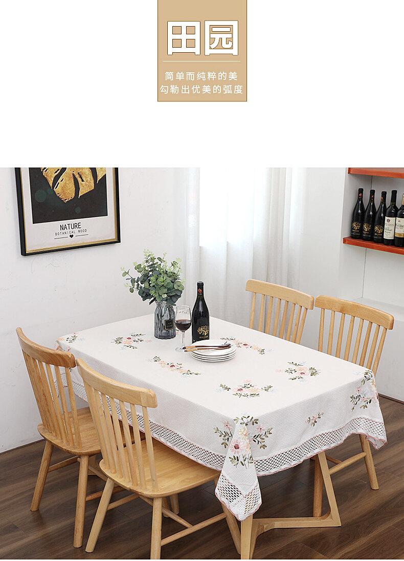 Product Introduction of White Square Tablecloth Fabric Cotton and Linen Indie Style Rectangular Table Cover Round Tablecloth Pastoral Tablecloth Embroidery 0