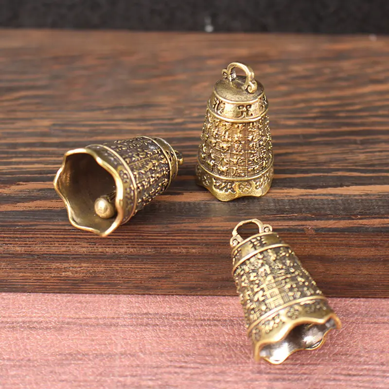 Auspicious Ruyi Safety Bell Pendant Brass Vintage Distressed Disaster Relief Blessing Bell