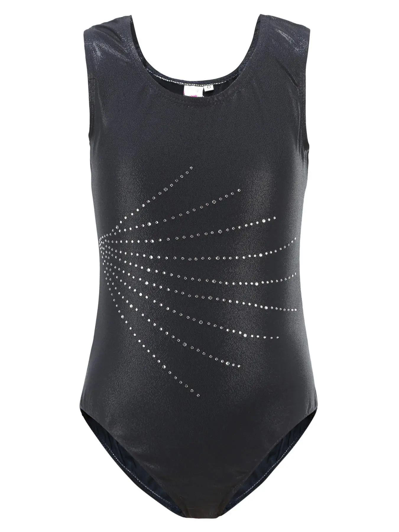 Girls' Rhinestone Decor Round Neck Dance Bodysuit, Fashion Solid Color Sleeveless One-Piece Dancing Costume for Girls, Girls Clothing for All Seasons