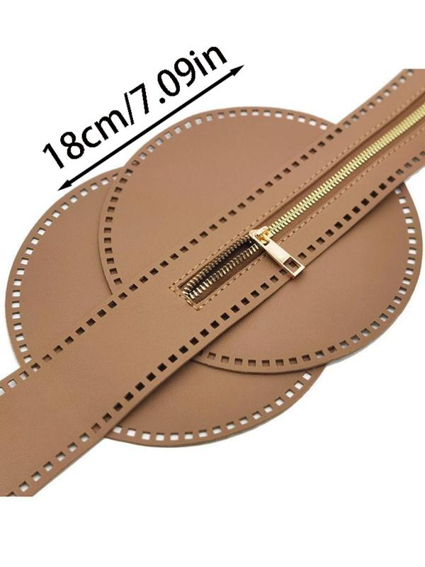Women's Solid Color Bag Kniting Kit, Including Round Plate & Zipper & Chain Strap & Accessories, Bag Accessories for Diy Bag Making 1