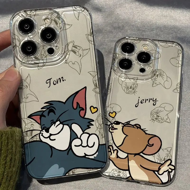 New All Wrapped Cartoon Couple Tom Soft Phone Case for Iphone11 12 13 14 Pro Max 15pro 7 8 plus X 11pro 14pro 13pro XS Max 2022 Phone Case Anti-Fall Case16promax 16pro 16plus 16